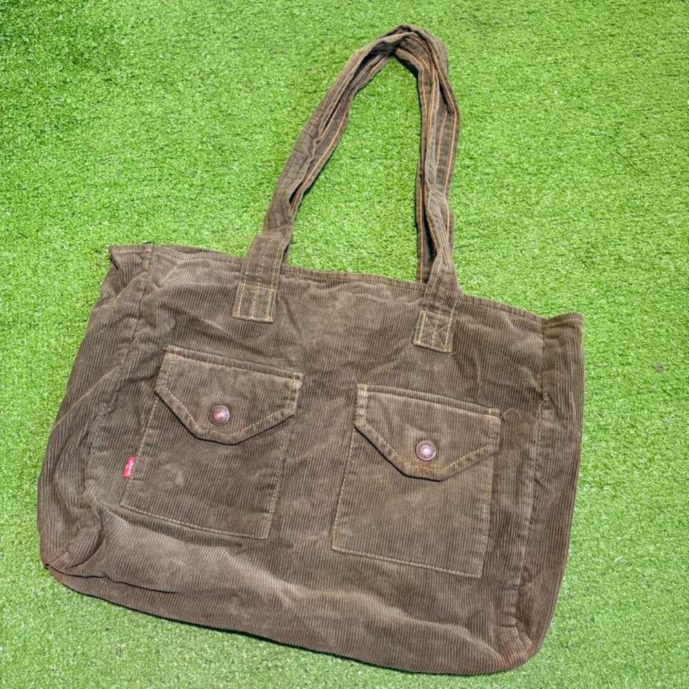 Levi's Forest Green Corduroy Shoulder Bag Flap Pockets School Book Purse